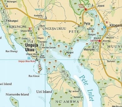 Zanzibar 1: 100 000. Mapa samochodowo-turystyczna wydawnictwa Harms. Fragment 2