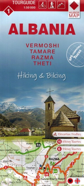 Góry Przeklęte / Prokletije:  Vermoshi, Tamare, Razma, Thethi 1:50 000 /1/. Mapa turystyczno-rowerowa. Okładka