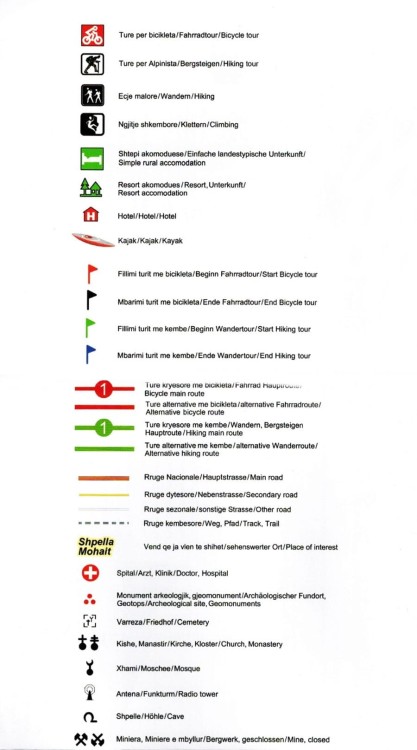 Góry Przeklęte / Prokletije: Vermoshi, Tamare, Razma, Thethi 1:50 000 /1/. Mapa turystyczno-rowerowa. Legenda 1