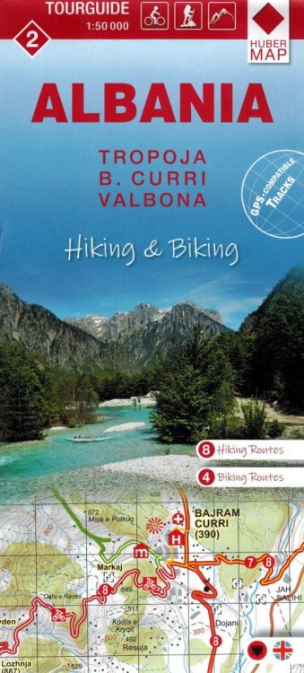 Góry Przeklęte (Prokletije): Tropoja, B. Curri, Valbona 1:50 000 /2/. Mapa turystyczno-rowerowa. Okładka