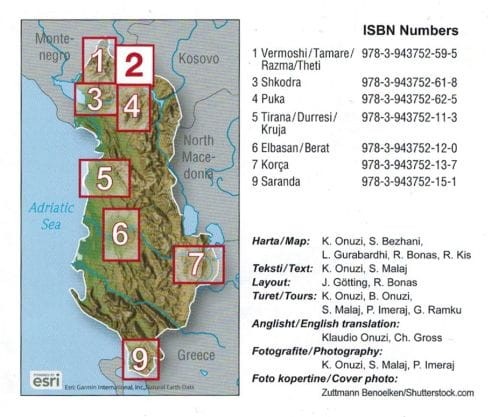 Góry Przeklęte (Prokletije): Tropoja, B. Curri, Valbona 1:50 000 /2/. Mapa turystyczno-rowerowa. Zasięg i pozostałe publikacje