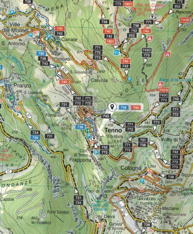 Jezioro Garda, część północna. Alto Garda bike. Wodoodporna mapa rowerowa wydawnictwa Tabacco. Fragment 2