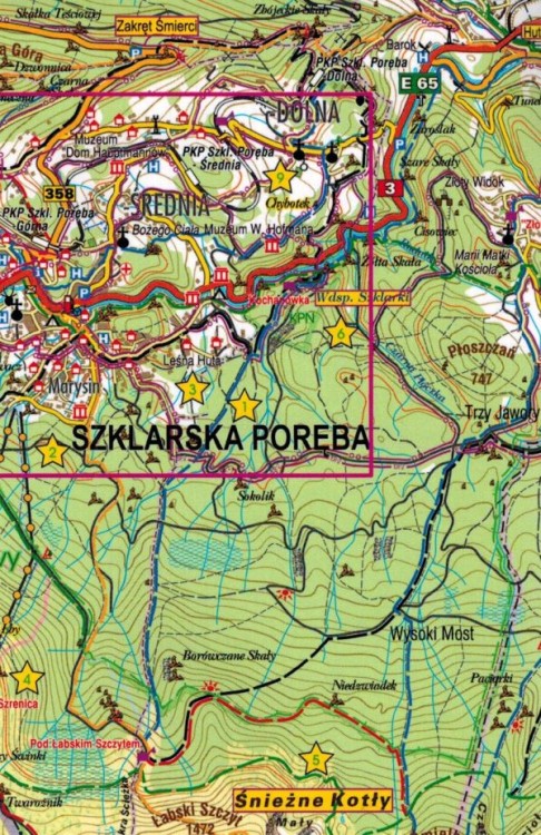 Szklarska Poręba 1:10 000. Laminowana mapa kieszonkowa / Plan miasta wydawnictwa Galileos. Fragment 2