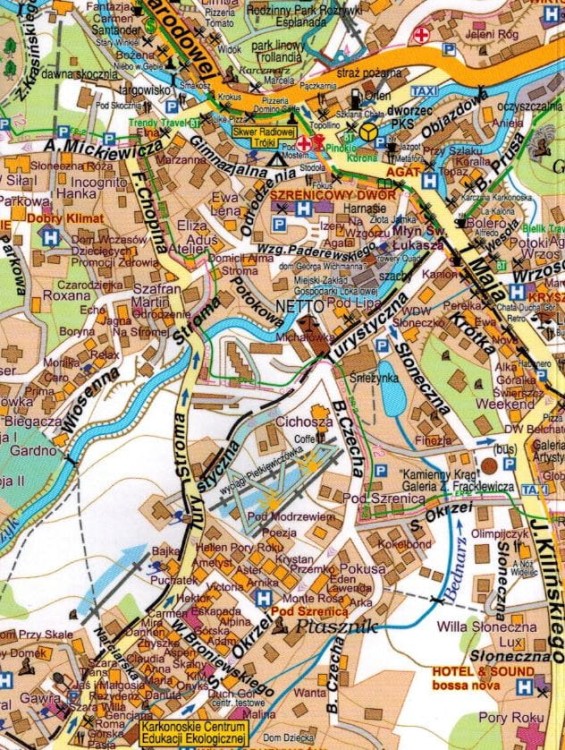 Szklarska Poręba 1:10 000. Laminowana mapa kieszonkowa / Plan miasta wydawnictwa Galileos. Fragment 1