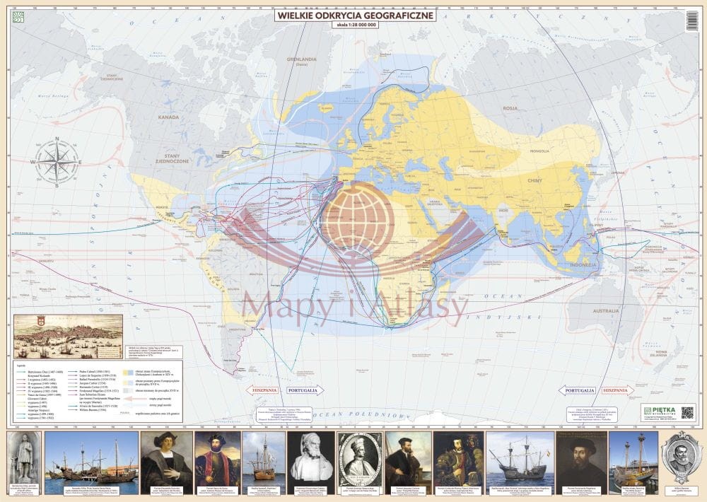 Wielkie odkrycia geograficzne. Mapa ścienna. Wersja STRONG