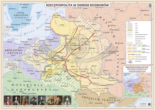 Rzeczpospolita Polska w okresie rozbiorów. Mapa ścienna. Wersja STRONG