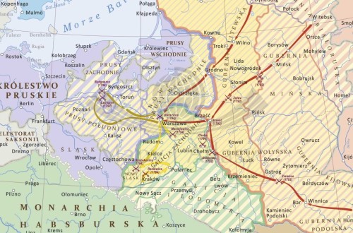 Rzeczpospolita Polska w okresie rozbiorów. Mapa ścienna. Wersja STRONG. Fragment
