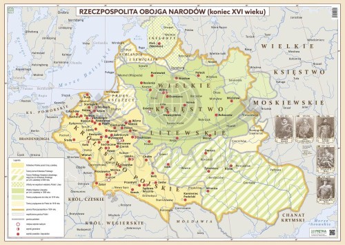 Rzeczpospolita Obojga Narodów. Mapa ścienna. Wersja STRONG
