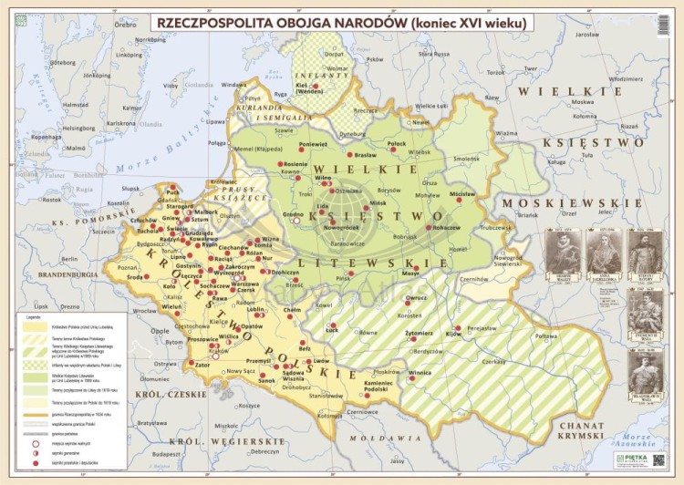 Rzeczpospolita Obojga Narodów. Mapa ścienna. Wersja STRONG