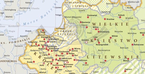 Rzeczpospolita Obojga Narodów. Mapa ścienna. Wersja STRONG. Fragment