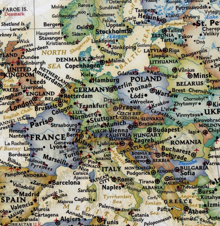 Świat 1:37 215 000. Mapa polityczna, ekskluzywna w ramie drewnianej wydawnictwa National Geographic. Fragment 2