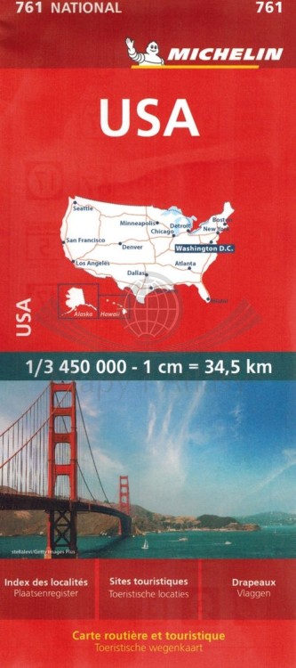 USA  Stany Zjednoczone. Mapa samochodowa 761 wydawnictwa Michelin. Okładka
