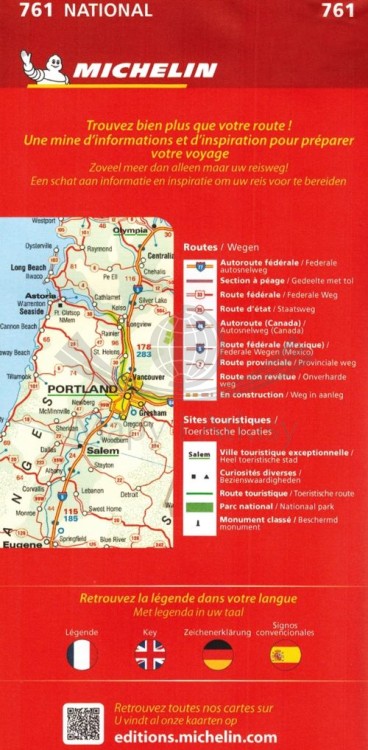 USA  Stany Zjednoczone. Mapa samochodowa 761 wydawnictwa Michelin. Okładka tył