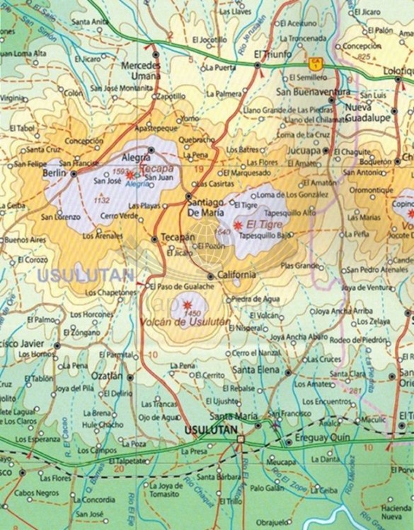 Salwador i Gwatemala południowa. Mapa samochodowo-turystyczna wydawnictwa ITMB. Fragment 2