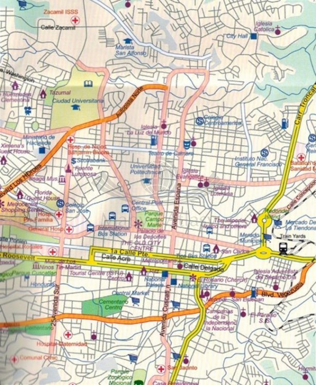 Salwador i Gwatemala południowa. Mapa samochodowo-turystyczna wydawnictwa ITMB. Fragment 3