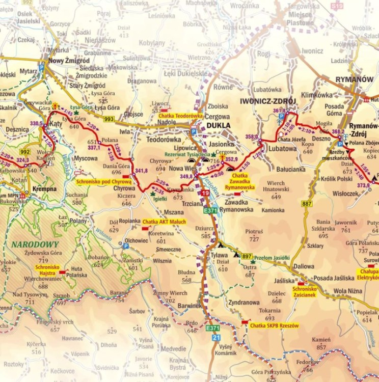 Główny Szlak Beskidzki 1:255 000. Mapa ścienna wydawnictwa ArtGlob. Fragment 3