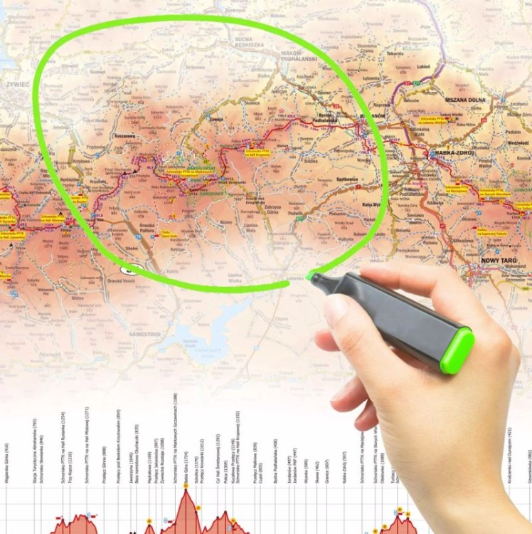 Główny Szlak Beskidzki 1:255 000. Mapa ścienna wydawnictwa ArtGlob. Fragment 10