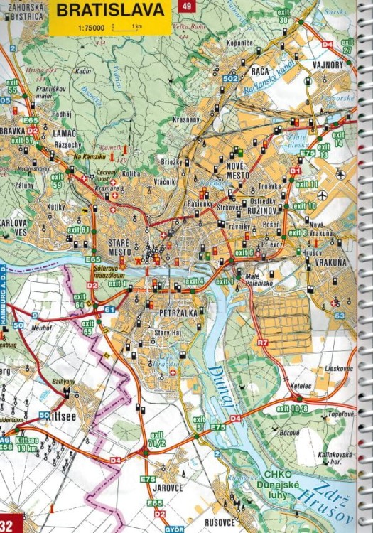 Słowacja 1:150 000 / Europa 1:4 000 000. Atlas samochodowo-turystyczny wydawnictwa Shocart. Przykładowy arkusz 3