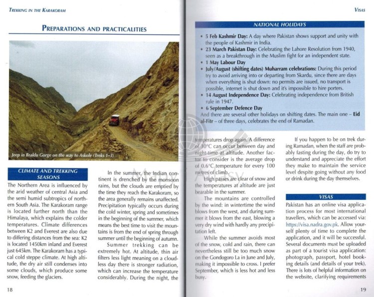 Karakorum. Przewodnik trekkingowy wydawnictwa Cicerone. Przykładowe strony