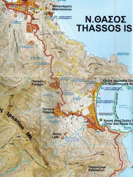 Thassos / Tasos 1:45 000. Mapa turystyczna 345 wdawnictwa ORAMA editions. Fragment 2