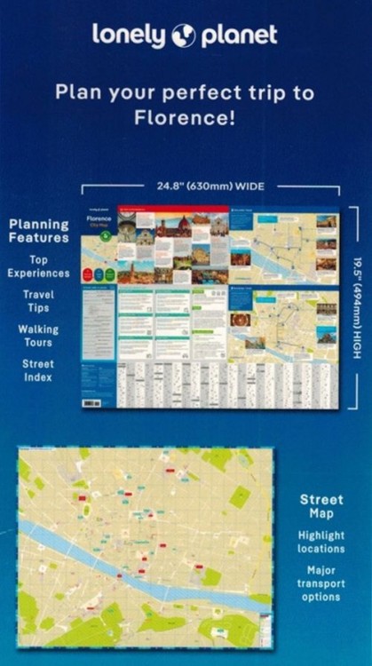 Florencja. Wodoodporna mapa  Plan miasta. City map wydawnictwa Lonely Planet. Okładka tył