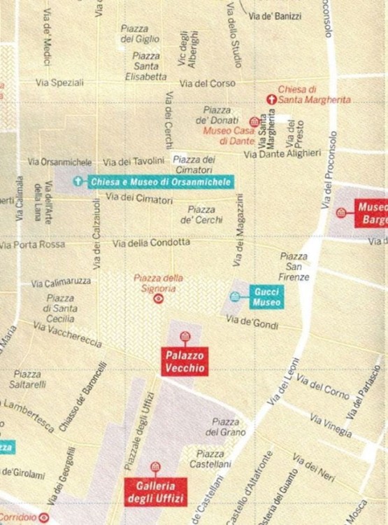 Florencja. Wodoodporna mapa  Plan miasta. City map wydawnictwa Lonely Planet. Fragment 1