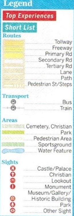 Florencja. Wodoodporna mapa  Plan miasta. City map wydawnictwa Lonely Planet. Legenda