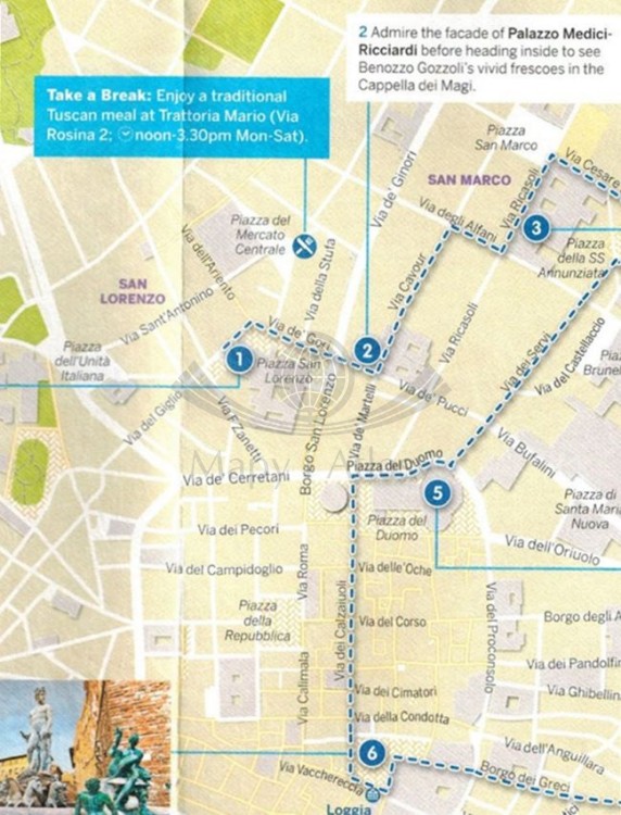 Florencja. Wodoodporna mapa  Plan miasta. City map wydawnictwa Lonely Planet. Przykładowy fragment 2