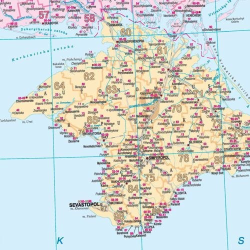 Ukraina 1:1 000 000. Mapa kodowa w ramie drewnianej. Fragment 1