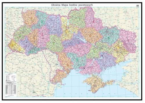 Ukraina 1:1 000 000. Mapa kodowa w ramie drewnianej