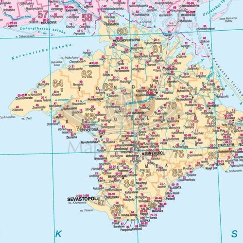 Ukraina 1:1 000 000. Mapa kodowa w wersji do wpinania. Fragment 1