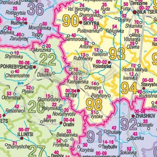Ukraina 1:1 000 000. Mapa kodowa w wersji do wpinania. Fragment 3