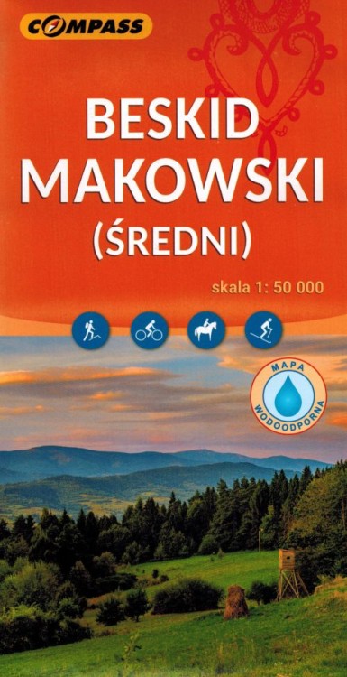 Beskid Makowski (Średni) 1:50 000. Laminowana mapa turystyczna wydawnictwa Compass. Okładka