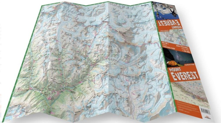 Mount Everest 1:80 000. Laminowana mapa turystyczna wydawnictwa TerraQuest. Rozłożona mapa