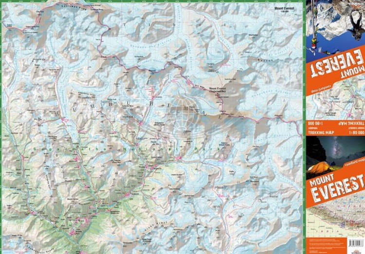Mount Everest 1:80 000. Laminowana mapa turystyczna wydawnictwa TerraQuest. Strona pierwsza
