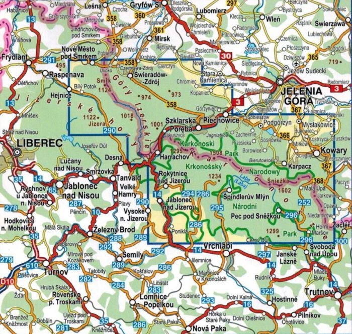 Karkonosze i Góry Izerskie 1:35 000. Mapa turystyczna wydawnictwa Compass. Zasięg