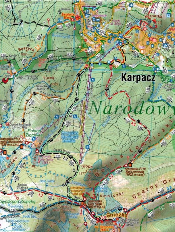 Karkonosze i Góry Izerskie 1:35 000. Mapa turystyczna wydawnictwa Compass. Fragment 1