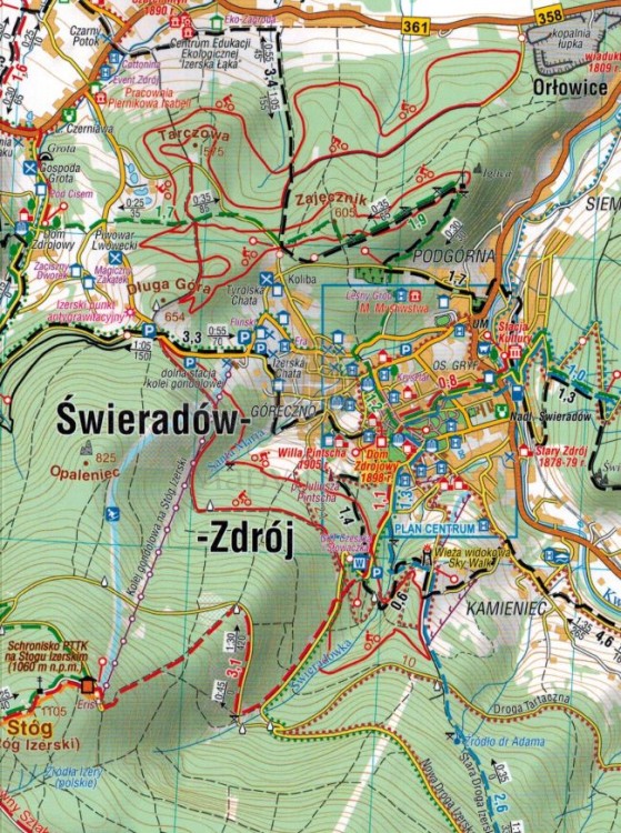 Karkonosze i Góry Izerskie 1:35 000. Mapa turystyczna wydawnictwa Compass. Fragment 2