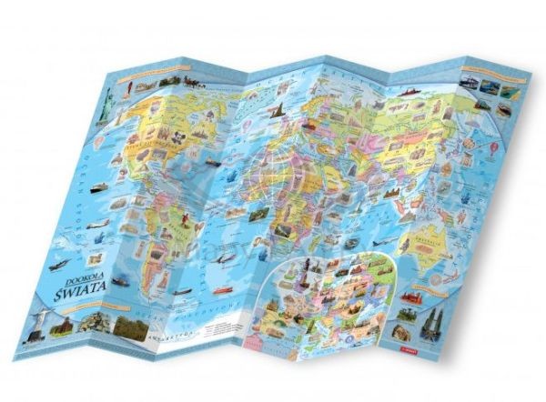 Dookoła świata. Mapa z naklejkami wydawnictwa Demart. Pierwsza strona