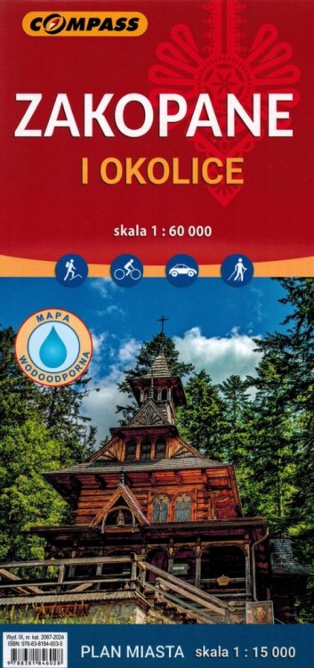 Zakopane i okolice 1:60 000. Laminowany plan miasta / Mapa turystyczna wydawnictwa Compass. Okładka