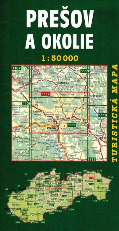 Preszów i okolice, Góry Czerchowskie / Presov a okolie, Cergov. Mapa turystyczna 1112 wydawnictwa Shocart. Okładka - tył