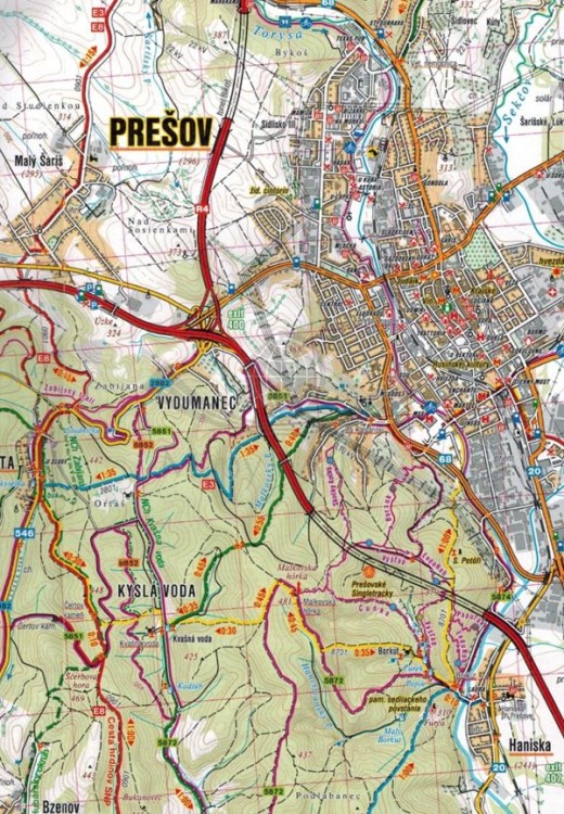 Preszów i okolice, Góry Czerchowskie / Presov a okolie, Cergov. Mapa turystyczna 1112 wydawnictwa Shocart. Fragment 1