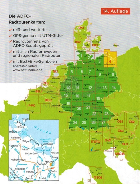 Rugia i Uznam 1:150 000. Wodoodporna mapa rowerowa wydawnictwa ADFC. Zasięg i inne publikacje