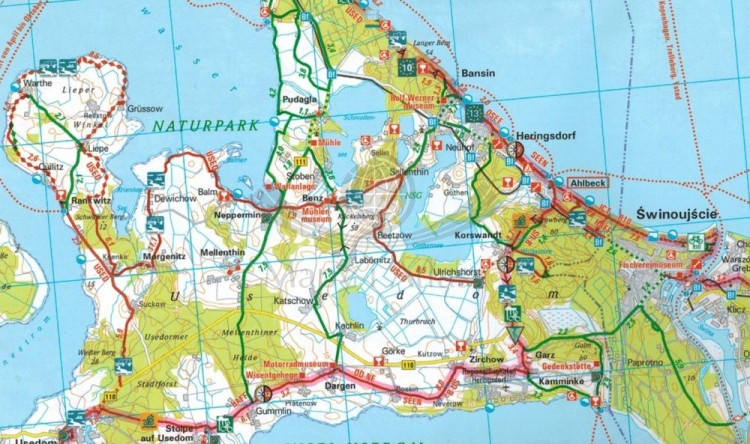 Rugia i Uznam 1:150 000. Wodoodporna mapa rowerowa wydawnictwa ADFC. Fragment 2