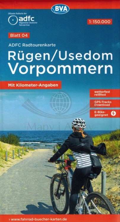 Rugia i Uznam 1:150 000. Wodoodporna mapa rowerowa wydawnictwa ADFC. Okładka
