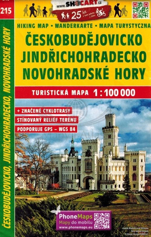 Czeskie Budziejowice, Góry Nowohradzkie / Ceskobudejovicko, Jindrichohradecko, Novohradske Hory. Mapa turystyczna 215. Shocart