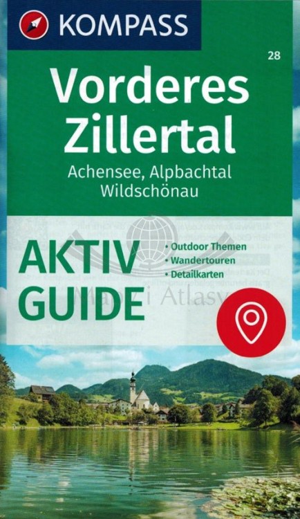 Vorderes Zillertal. Achensee, Alpbachtal, Wildschonau. Laminowana mapa turystyczna 28 wydawnictwa Kompass. Mini przewodnik - okładka