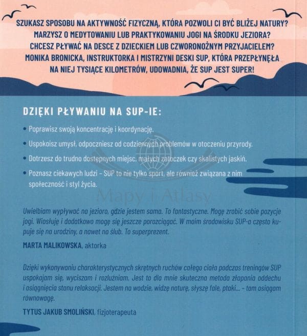 Deska SUP. Wiosłuj na stojąco! Wzmocnij ciało, uwolnij umysł, bądź bliżej natury. Przewodnik wydawnictwa Pascal. Okładka tył
