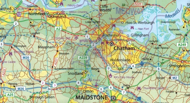 Anglia. Wschodnie wybrzeże 1:250 000. Mapa samochodowo-turystyczna wydawnictwa ITMB. Fragment 1