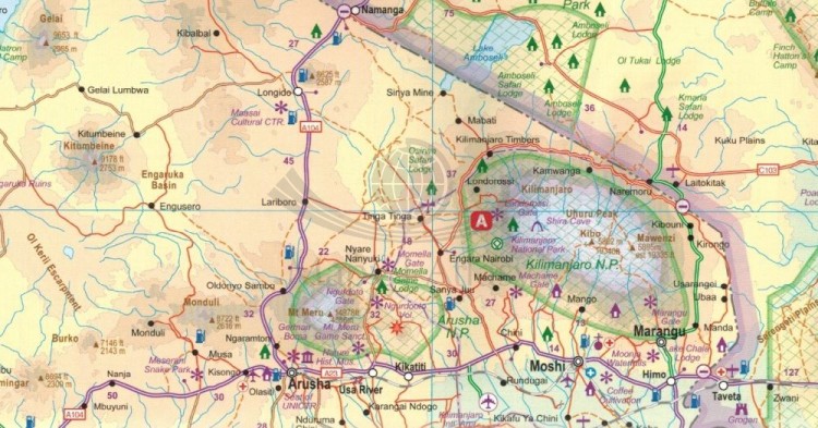 Tanzania 1:1 300 000. Wodoodporna mapa samochodowo-turystyczna wydawnictwa ITMB. Fragment 1